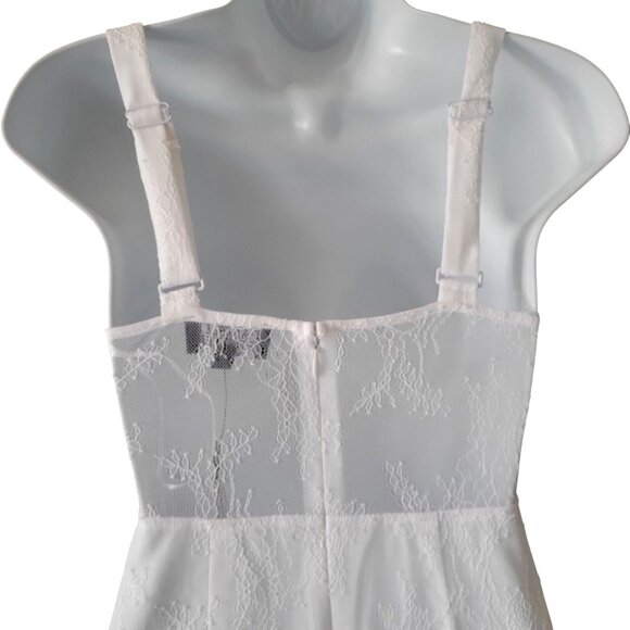 Danielle Bernstein White Lace Maxi Dress Adjustable Straps & Sheer Bodice-XS - Picture 6 of 11